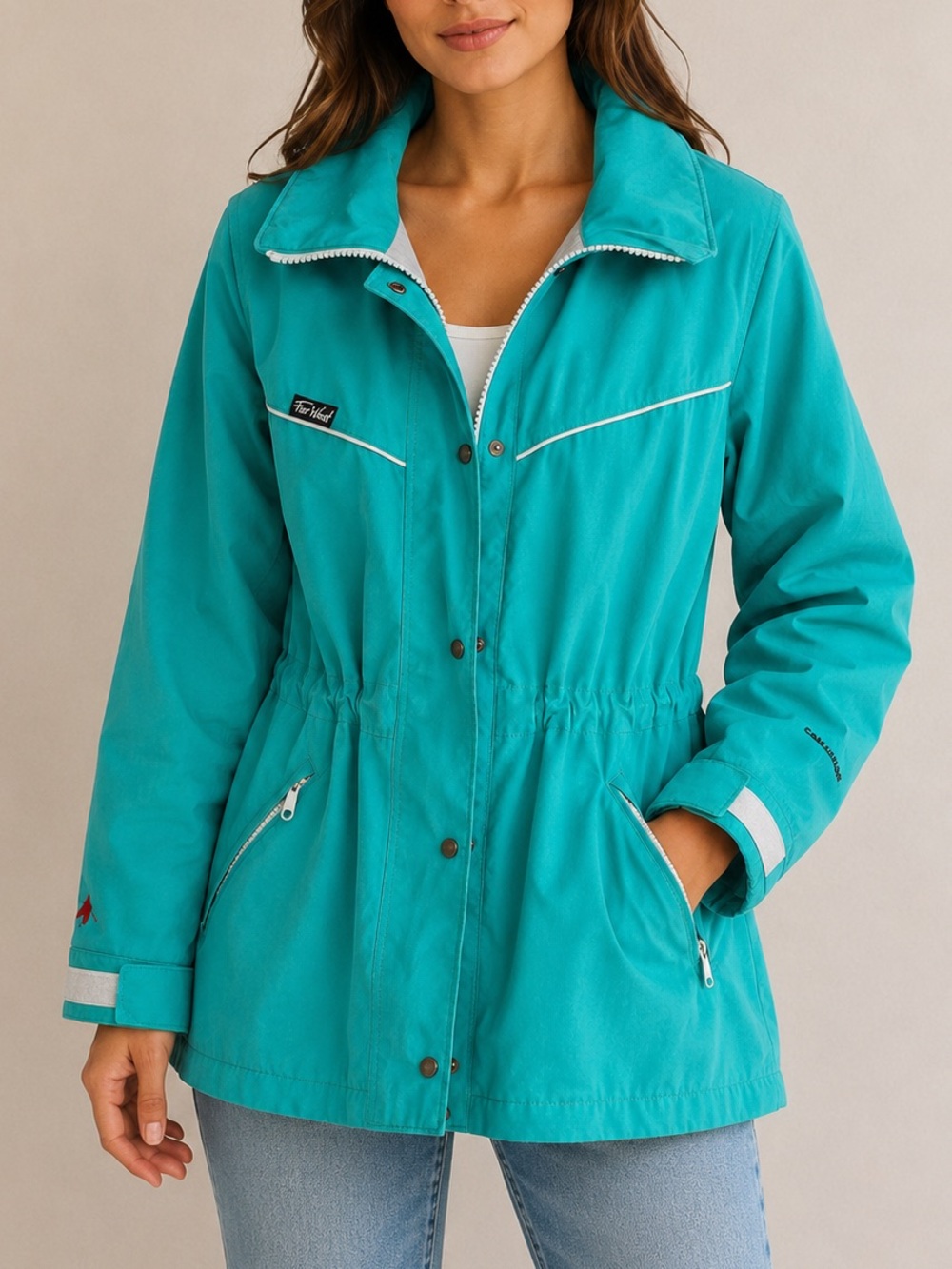 FarWest Vintage 80s Teal Ski Jacket Retro Mountain Wear Snap Front Coat XL